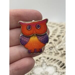 Vintage colorful owl brooch
